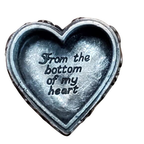 Vtg Torino Floral Pin Brooch Heart Trinket Box 1" Bloomcore - Picture 6 of 8